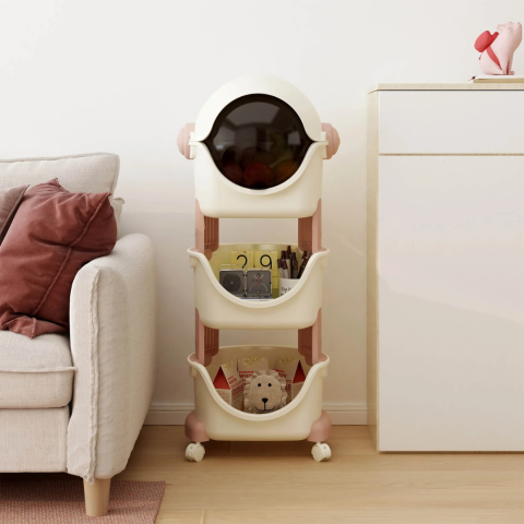 Raft de depozitare mobil cu 4 roți, model cosmonaut, trei nivele [1]