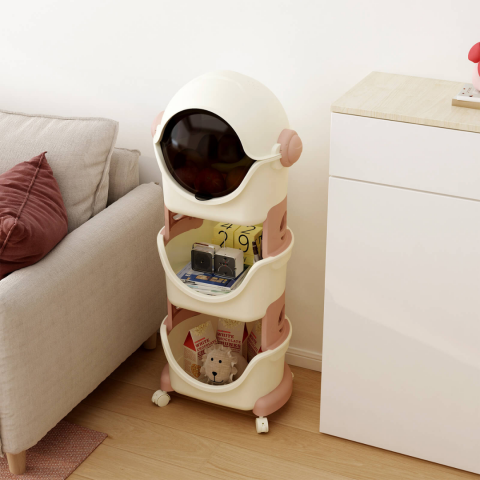 Raft de depozitare mobil cu 4 roți, model cosmonaut, trei nivele [3]