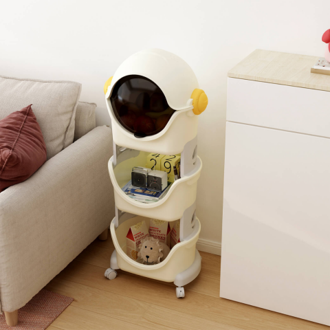 Raft de depozitare mobil cu 4 roți, model cosmonaut, trei nivele [6]