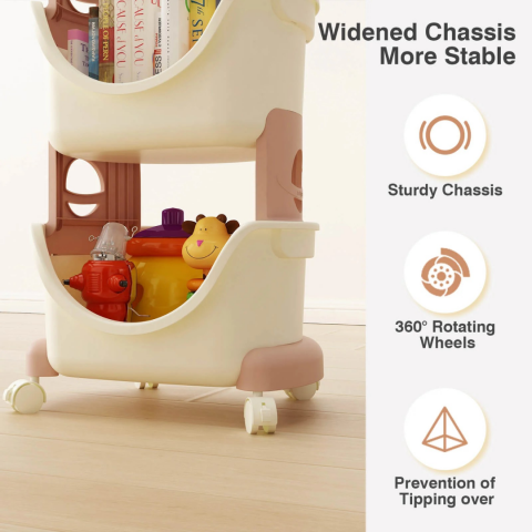 Raft de depozitare mobil cu 4 roți, model cosmonaut, trei nivele [5]