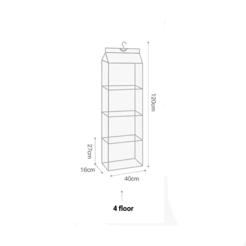 Raft textil depozitare poșete/genți, cu 4 compartimente, Gri/Bej [2]