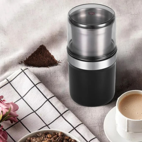 Diverse - Rasnita pentru cafea si condimente din inox, utilizare umeda si uscata, protectie la supraincalzire, detasabila, capacitate 100g, cutit incrucisat din otel, 200 W, material ABS, Negru
