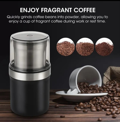 Rasnita pentru cafea si condimente din inox, utilizare umeda si uscata, protectie la supraincalzire, detasabila, capacitate 100g, cutit incrucisat din otel, 200 W, material ABS, Negru [3]
