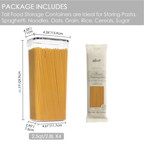 Recipiente depozitare, set 4 bucăți, plastic transparent, cu capac și închidere etanșă, 2800ml [2]