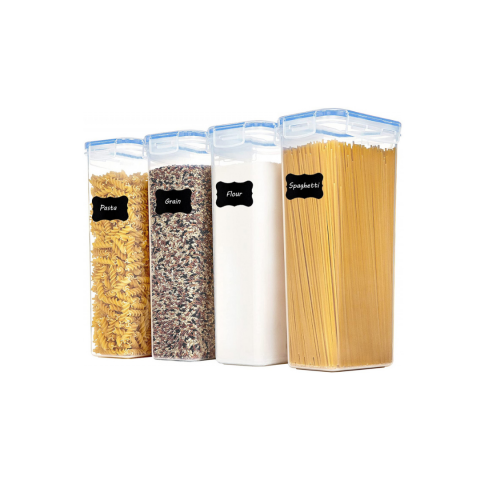 Organizare și Depozitare - Recipiente depozitare, set 4 bucăți, plastic transparent, cu capac și închidere etanșă, 2800ml