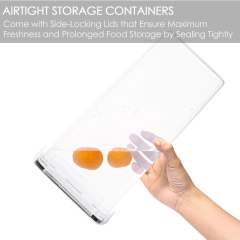 Recipiente depozitare, set 4 bucăți, plastic transparent, cu capac și închidere etanșă, 2800ml [3]