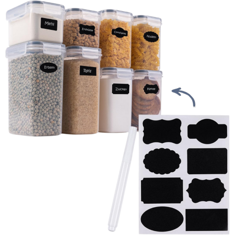 Recipiente depozitare, set 8 bucăți, plastic transparent, cu capac și închidere etanșă [2]