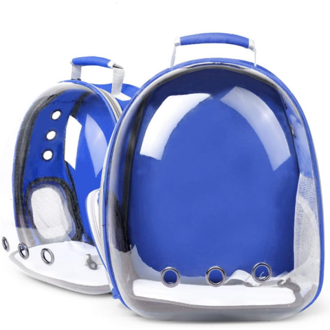 Rucsac transport animale cu greutate maximă 6.5 kg, hublou transparent, buzunar lateral, albastru [1]