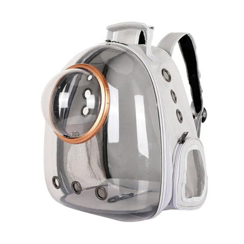 Rucsac transport animale cu greutate maximă 6.5 kg, hublou transparent, buzunar lateral, gri [2]