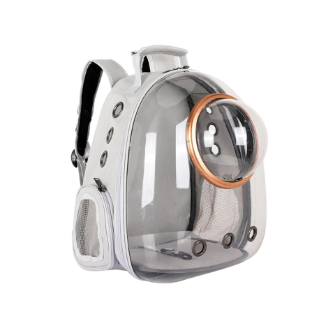 Pet Shop - Rucsac transport animale cu greutate maximă 6.5 kg, hublou transparent, buzunar lateral, gri