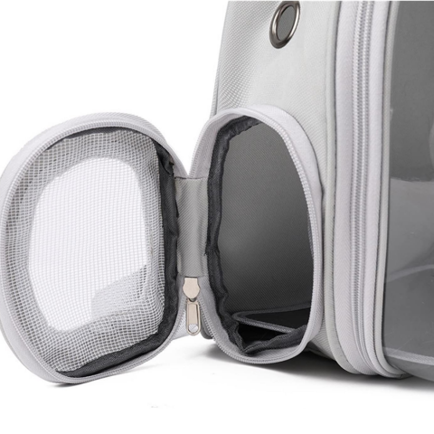 Rucsac transport animale cu greutate maximă 6.5 kg, hublou transparent, buzunar lateral, gri [3]