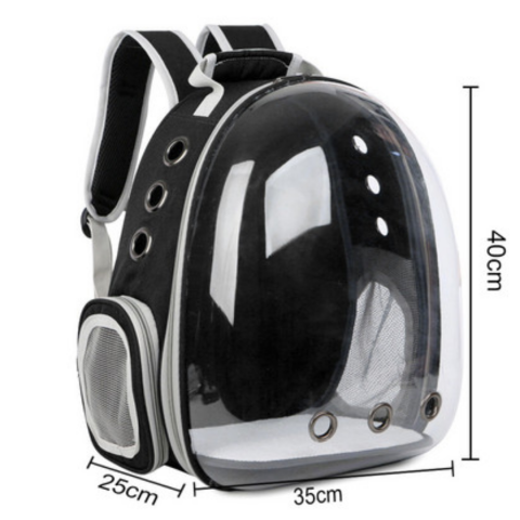 Rucsac transport animale cu greutate maximă 6.5 kg, hublou transparent, buzunar lateral, negru [2]