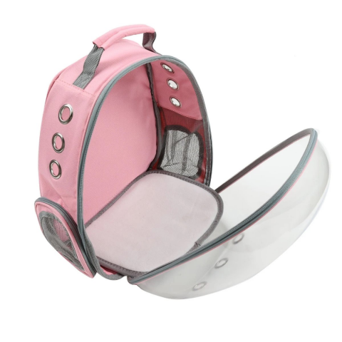Rucsac transport animale cu greutate maximă 6.5 kg, hublou transparent, buzunar lateral, roz [2]
