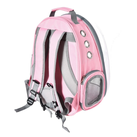 Rucsac transport animale cu greutate maximă 6.5 kg, hublou transparent, buzunar lateral, roz [1]