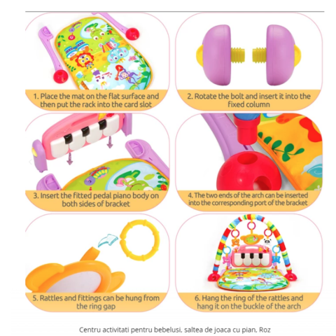 Saltea de activități, 4 în 1, cu lumini, sunete și pian detașabil [2]