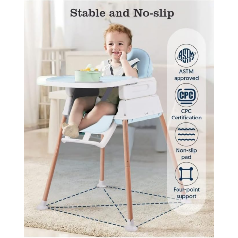 Scaun de masă pliabil 6 în 1, confortabil și multifuncțional, albastru [5]