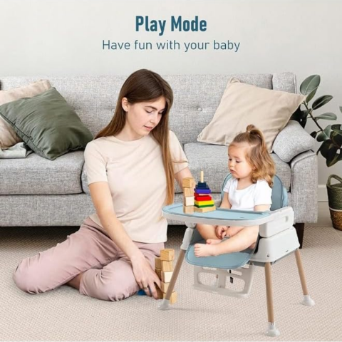 Scaun de masă pliabil 6 în 1, confortabil și multifuncțional, albastru [6]