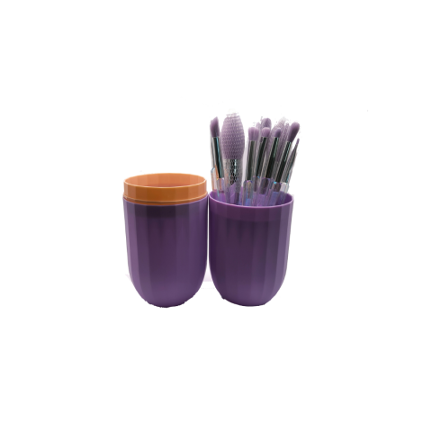 Set 10 pensule machiaj, păr sintetic moale, Mov [1]