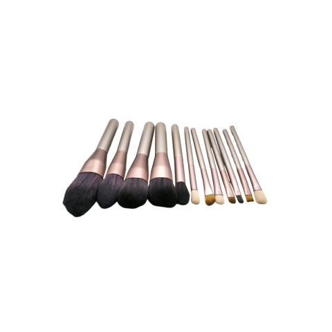 Set 12 pensule machiaj, mâner metalic, Mov sidefat [4]
