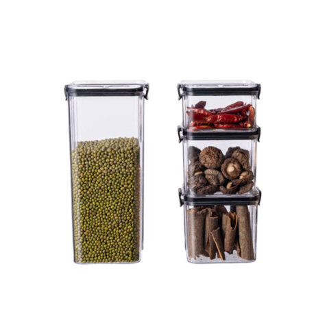 Organizare și Depozitare - Set 4 recipiente alimente dreptunghiulare