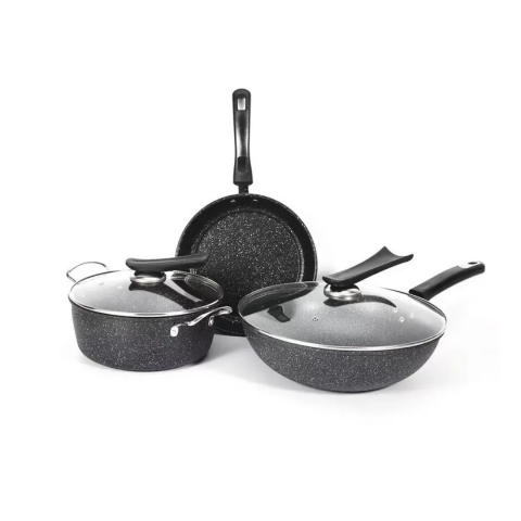 Gătit - Set 3 piese cratiță și tigăi granit cu înveliș antiaderent