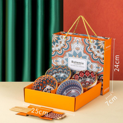 Set 4 boluri portelan, model Etno [2]