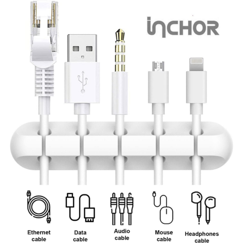 Set 4 organizatoare pentru cabluri, Alb [5]