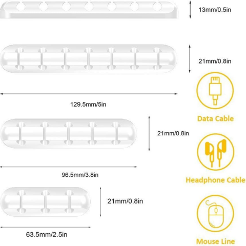 Set 4 organizatoare pentru cabluri, Alb [7]