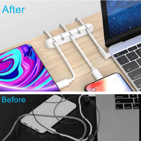 Set 4 organizatoare pentru cabluri, Alb [2]