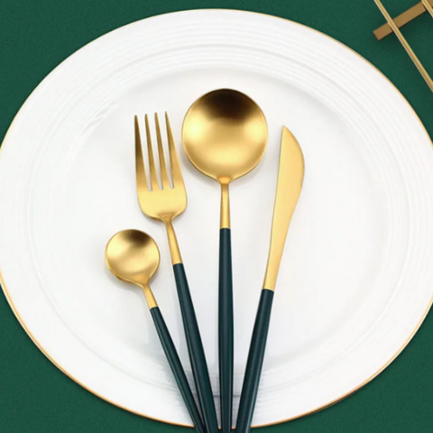 Set 4 tacamuri din oțel inoxidabil, Auriu și Verde [2]