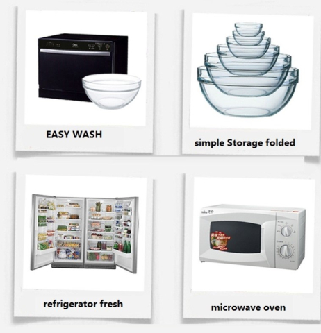 Set 5 boluri din sticla cu capac din plastic, Albastru [2]