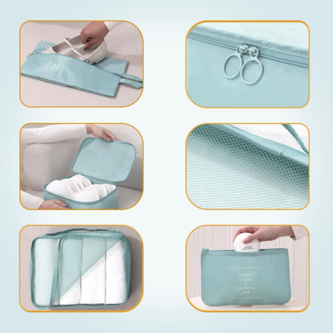 Set 7 huse organizare bagaje, Bleu [5]