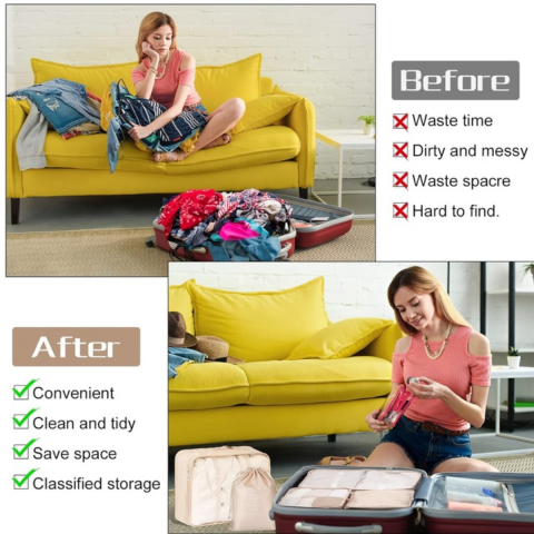 Set 7 huse organizare bagaje, Gri [4]