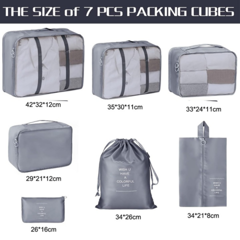 Set 7 huse organizare bagaje, Gri [2]