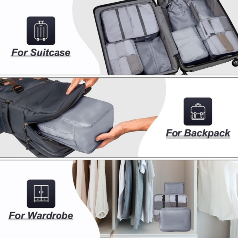 Set 7 huse organizare bagaje, Gri [5]