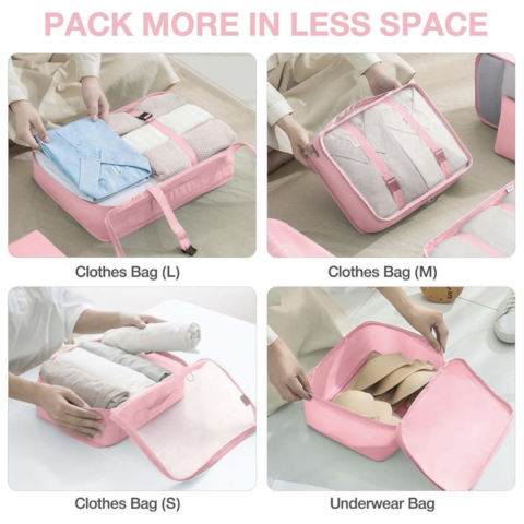 Set 7 huse organizare bagaje, Roz [5]