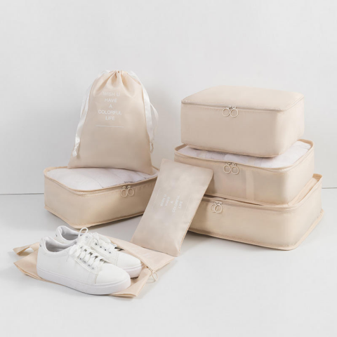 Set 7 huse organizare bagaje, Crem [1]