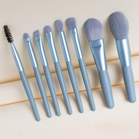 Set 8 pensule machiaj cu husă de depozitare, Albastru [4]