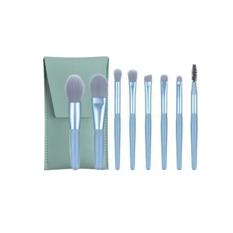 Set 8 pensule machiaj cu husă de depozitare, Albastru [1]