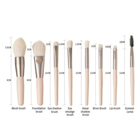 Set 8 pensule machiaj cu husă de depozitare, Crem [3]