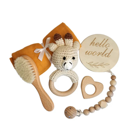 Jucării educative - Set bebelusi "Hello World", model Girafa