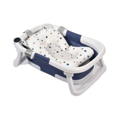 Baie - Set cădiță pliabilă cu pernuță textilă, Albastru