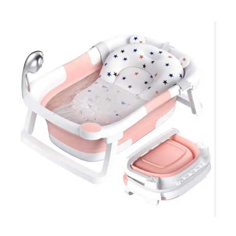 Baie - Set cădiță pliabilă cu pernuță textilă, Roz