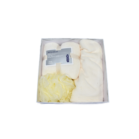 Set cadou 3 piese pentru fete prosop și burete, Crem [1]