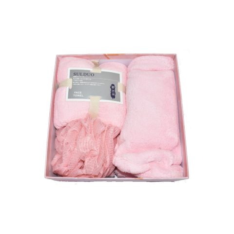 Set cadou 3 piese pentru fete prosop și burete, Roz [1]