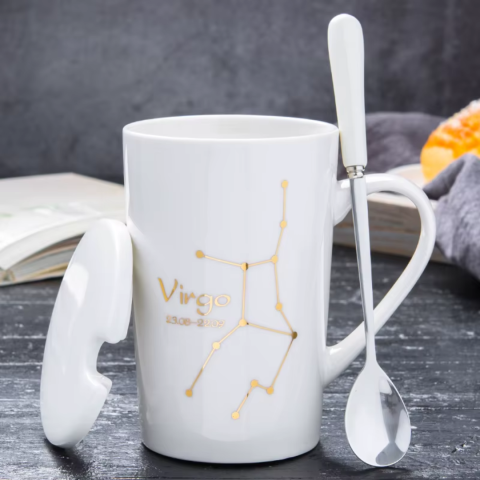 Set cadou cana ceramica, culoare Alb, Fecioara [1]