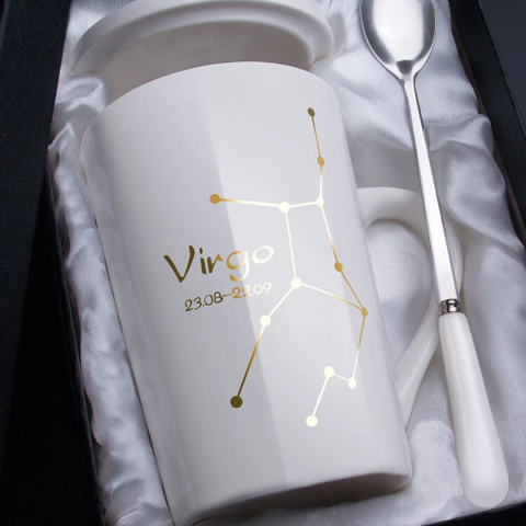 Set cadou cana ceramica, culoare Alb, Fecioara [2]