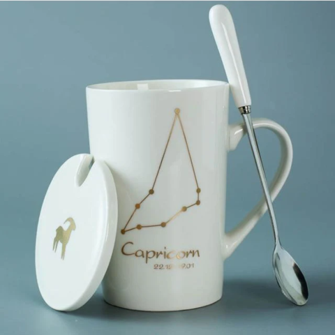 Set cadou cana ceramica, culoare Alb, Capricorn [2]