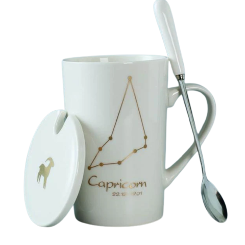 Timp Liber - Set cadou cana ceramica, culoare Alb, Capricorn