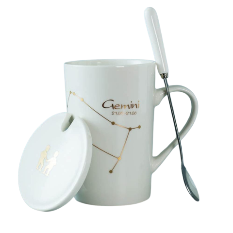 Set cadou cana ceramica, culoare Alb, Gemeni [4]